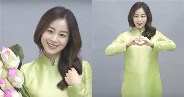 Xem clip mới thấy trọn sự duyên dáng của Kim Tae Hee trong tà áo dài Việt Nam
