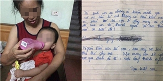 Bé trai 1 tuổi kháu khỉnh bị bỏ rơi ở sân vận động, mẹ viết thư tay "nhờ" nuôi hộ