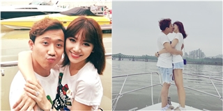 Trấn Thành hôn Hari Won say đắm trên du thuyền triệu đô