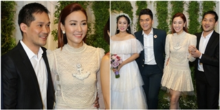 Ngân Khánh và chồng đại gia rạng rỡ dự đám cưới Lê Phương - Trung Kiên