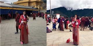 Thủy Tiên mặc trang phục truyền thống của Bhutan, hành hương về đất Phật