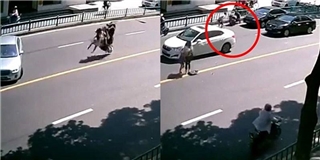 Ngã lộn nhào giữa đường, xe máy tự rồ ga bỏ chạy vì giận dỗi khổ chủ