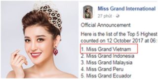HOT: Huyền My xuất sắc vươn lên dẫn đầu bình chọn tại Miss Grand International 2017