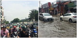 Mưa lớn nhấn chìm nhiều tuyến đường của TPHCM, tình trạng ách tắc, ùn ứ kéo dài
