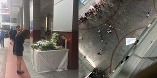 Hàng trăm sinh viên trường Hutech đặt hoa tưởng niệm thanh niên tử vong do bê tông rơi trúng đầu