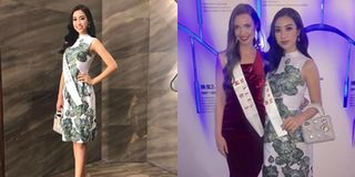 Đỗ Mỹ Linh diện váy kín đáo, đeo túi hiệu đi dự tiệc cùng dàn thí sinh Miss World 2017