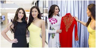 Nguyễn Thị Loan tặng Hoa hậu Na Uy áo dài truyền thống trước khi lên đường tham dự Hoa hậu Hoàn vũ