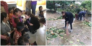 Không ngại khó khăn, Phạm Hương xông xáo giúp bà con dọn dẹp đường phố sau bão