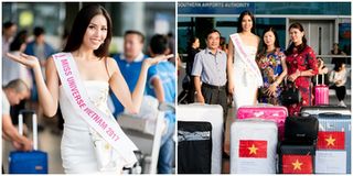 Nguyễn Thị Loan mang theo 100kg đồ diễn lên đường dự thi Miss Universe 2017