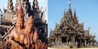 Cận cảnh ngôi đền làm hoàn toàn bằng gỗ tại Thái Lan nhưng không sử dụng bất cứ cây đinh nào