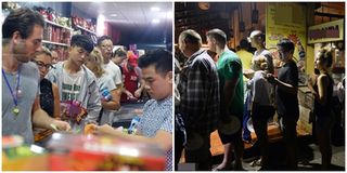 Xếp hàng mua đồ ăn sau bão ở Nha Trang