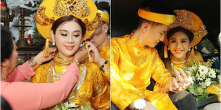 Lâm Khánh Chi đeo vàng "nặng trĩu", tình tứ "hết nấc" bên ông xã kém 8 tuổi trong lễ đón dâu