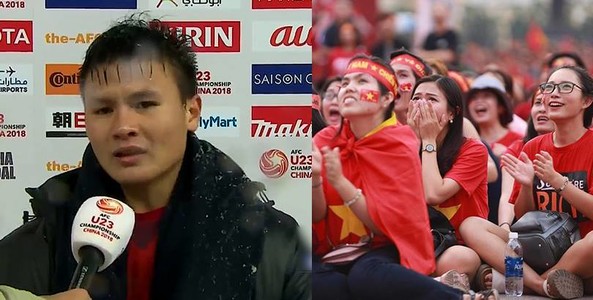 Clip: Quang Hải rươm rướm nước mắt cảm ơn người hâm mộ đã ủng hộ U23 Việt Nam