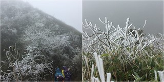 Sáng nay Fansipan bất ngờ xảy ra 2 trận mưa tuyết liên tiếp, đỉnh núi phủ một màu trắng huyền ảo
