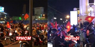 Cận cảnh cổ động viên TP.HCM và Hà Nội tràn xuống đường ăn mừng chiến thắng U23 Việt Nam