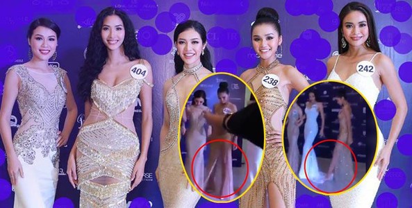 Lê Thu Trang đá váy, cố tình "dằn mặt" Mâu Thủy ở Hoa hậu Hoàn vũ Việt Nam 2017?
