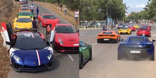 Dàn siêu xe Lamborghini "khủng" dạo phố gây náo loạn, Việt Nam chơi sang nào kém gì Dubai?