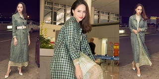 Xuất hiện tại sân bay, Hương Giang gây chú bởi phong cách thời trang nổi bật
