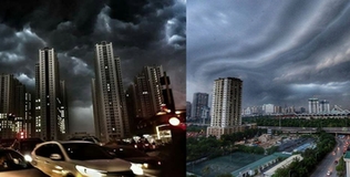 Hình ảnh đám mây “vũ bão” kéo đến Hà Nội khiến cộng đồng mạng sững sờ