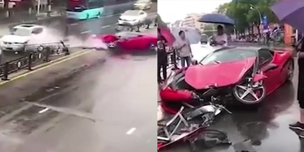 Vừa thuê xe Ferrari 17 tỷ, cô gái đâm nát bét sau khi bước ra khỏi cửa hàng 2s