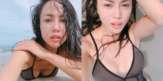 Vũ Ngọc Anh diện bikini xuyên thấu, bất ngờ để lộ điểm nhạy cảm "nóng mắt"