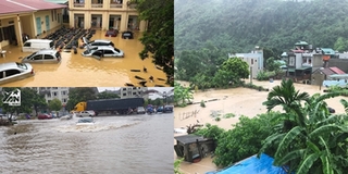 Chùm ảnh: Nhiều tỉnh thành ngập sâu sau cơn mưa lớn, có nơi đã bị lũ cô lập