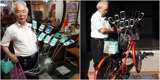 Góc "thánh game": Ông lão gắn 11 chiếc smartphone vào xe đạp, chi 35 triệu/tháng để đi bắt Pokemon