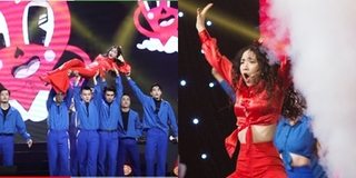 Hòa Minzy hóa nàng tiên cá mang vũ đạo xòe quạt có "1-0-2" lên sân khấu