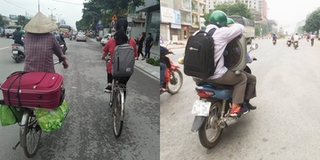 Xúc động hình ảnh hai mẹ con lỉnh kỉnh đồ đạc, đạp xe lên thành phố nhập học