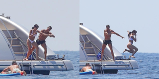 Hình ảnh vừa buồn cười vừa "thương": Ronaldo quá khỏe, một tay ném bay bạn gái xuống biển