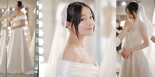 Cận váy cưới đẹp lung linh của Nhã Phương trước giờ diễn ra hôn lễ với Trường Giang
