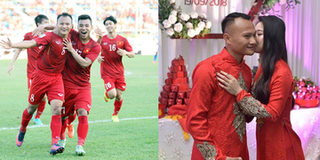 Dàn tuyển thủ Việt Nam quây quần bên nhau mừng cưới tiền vệ Trọng Hoàng