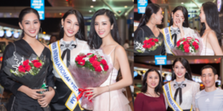 Hoa hậu Trần Tiểu Vy, Á hậu Thúy An ra tiễn Thuỳ Tiên lên đường dự thi Hoa hậu Quốc tế 2018