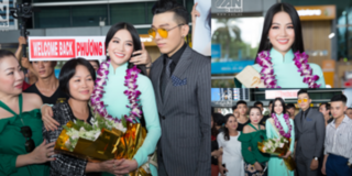 Hoa hậu Trái đất 2018 Phương Khánh diện áo dài nổi bật, được chào đón nồng nhiệt ngày trở về