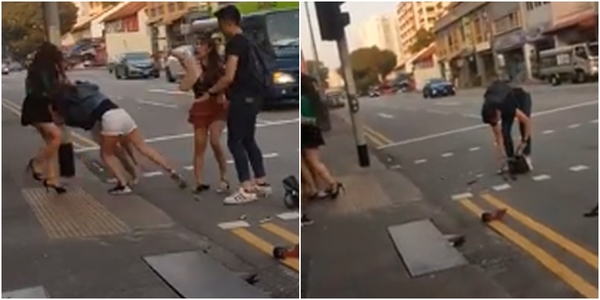 Xôn xao clip 2 cô gái lao vào đánh chửi nhau bằng tiếng Việt trên đường phố Singapore