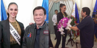 Sau khi về nước bằng phi cơ riêng, tân Hoa hậu Hoàn vũ được tổng thống Philippines đón chào