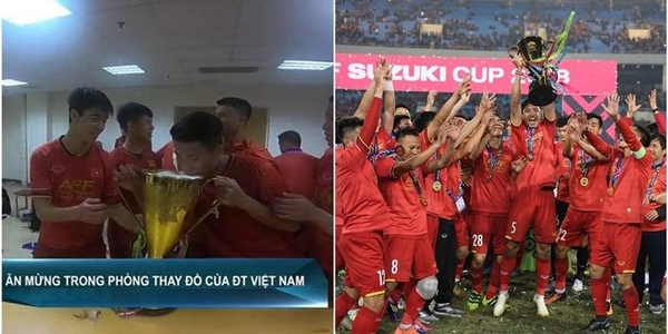 Khoảnh khắc ĐT Việt Nam uống bia ăn mừng sau chiến thắng bằng Cup vô địch: Đẳng cấp là đây!