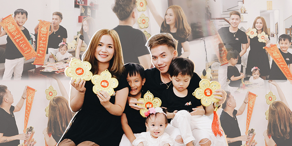 "Ca sĩ hội chợ" Phạm Trưởng cùng vợ và 3 con tất bật trang trí nhà đón Tết