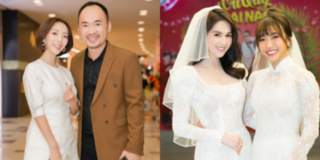 "Hoa hậu hài" Thu Trang tóc ngắn cá tính, sánh đôi ông xã đến dự "đám cưới" Ngọc Trinh - Diệu Nhi