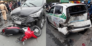 Hà Nội: Tai nạn liên hoàn 6 xe ô tô khiến người hốt hoảng, phương tiện bẹp dúm