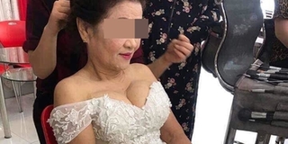 Hình ảnh cô dâu 74 tuổi mặc váy cưới phản cảm gây tranh cãi trên CĐM