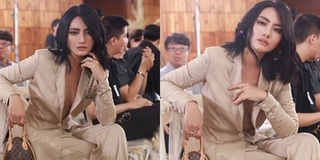 Ngọc Lan trang điểm đậm, hờ hững vòng một đi xem show Chung Thanh Phong