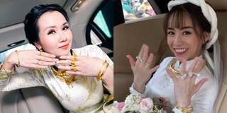 Con gái Minh Nhựa đeo kim cương, vàng "nặng trĩu" trong lễ cưới