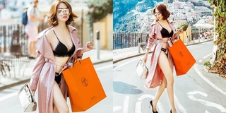 Ngọc Trinh diện bikini táo bạo, xách loạt đồ hiệu dạo phố Hy Lạp