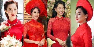 Vợ Duy Nhân không kém mỹ nhân Việt khi diện áo dài đỏ ngày cưới