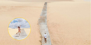 Con đường đi bộ trên cát trắng độc đáo nhất sa mạc Phan Thiết