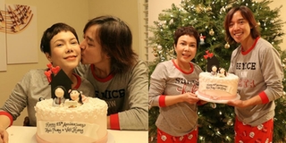 Việt Hương cùng chồng hôn nhau ngọt ngào kỉ niệm 15 năm yêu nhau