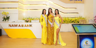 Top 3 Hoa hậu Hoàn vũ Việt Nam 2019 cùng dàn sao Việt trải nghiệm không gian số tại Nam A Bank