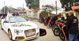 Đám cưới khủng tại Phú Thọ: Rước dâu bằng Audi, sau là dàn xe SH