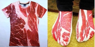 Trang phục dành riêng cho "đại gia": Áo in hình thịt lợn